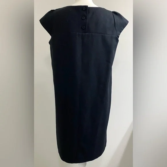 GAP Womens M Solid Black Cap Sleeve Straight Dress Maximalist Preppy Classic - Picture 4 of 16